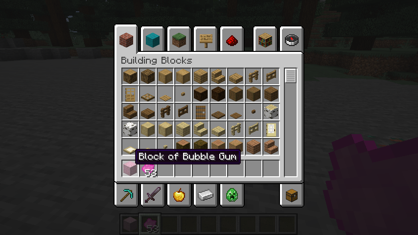Tooltip of "Block of Bubble Gum"