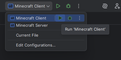 The IntelliJ run configuration dropdown.