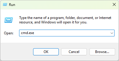 Windows "Run" Dialog

Type the name of a program, folder, document, or Internet resource, and Windows will open it for you.

Open: cmd.exe