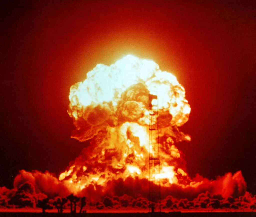 A 23 kiloton tower shot called BADGER, fired on April 18, 1953, at the Nevada Test Site, as part of the Operation Upshot–Knothole nuclear test series. I am posting an explosion so you guys know everything is basically destroyed. This is a mild exaggeration.